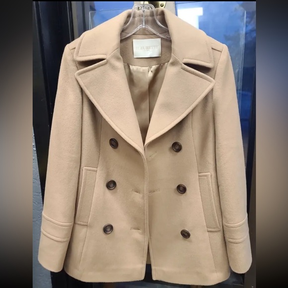 Loro Piana Sz 4 Fleurette Classic Camel Double Breasted Fitted Slender Pea Coat - Picture 1 of 15